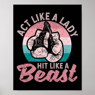 Fungera som en Dam Slå som en Beast Funny Boxing G Poster