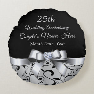 Fungerande 25-årig Bröllop-årsdag - gåva till fru Rund Kudde