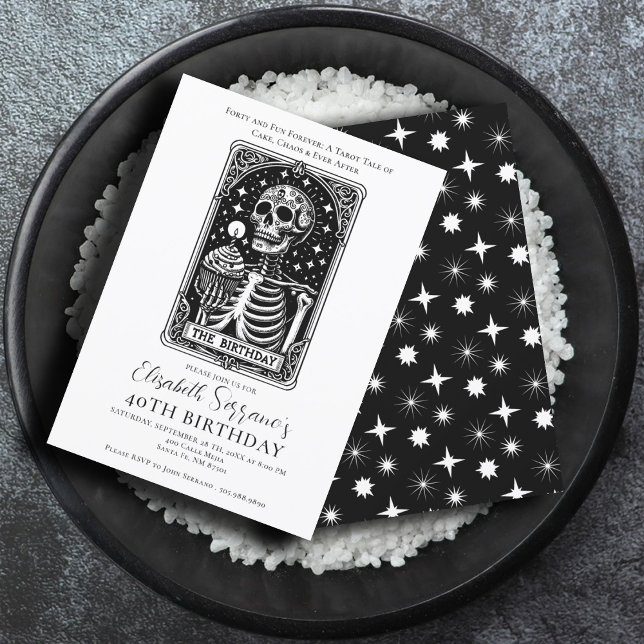 Fungerande 40:e födelsedagen Gothic Tarot Black Inbjudningar (Skapare uppladdad)