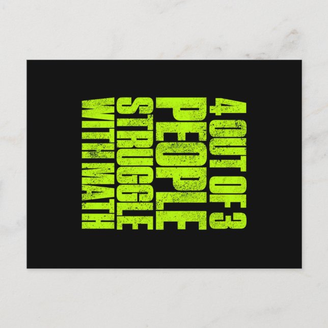 Fungerande 4 av 3 personer som kämpar med matemati helg vykort (Framsida)