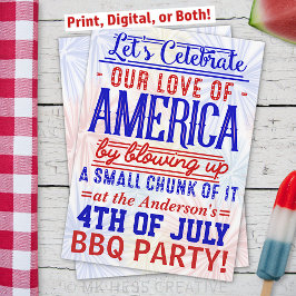 Fungerande 4:e juli Fireworks BBQ | Barbecue Party Inbjudningar