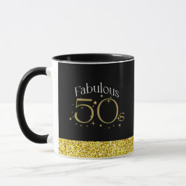 Fungerande 50-talets Chic Modern Script Black Guld Mugg