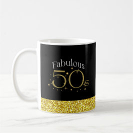 Fungerande 50-talets Chic Modern Script Black Guld Mugg