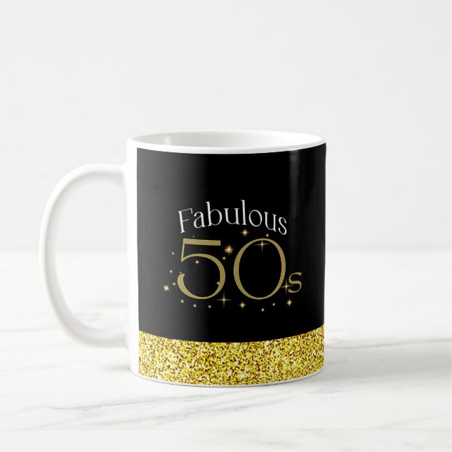 Fungerande 50-talets Chic Modern Script Black Guld Mugg (Vänster)