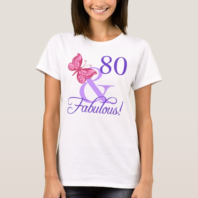 Fungerande 80-årsdag för kvinnor t shirt (Framsida)