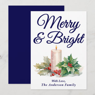Fungerande blå handskrivet skript - merry & Bright Julkort