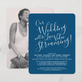 Fungerande blåvita foto direktuppspelning av direk inbjudningar