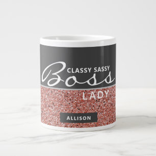 Fungerande Chef Dam Ro Guld Rosa Glitter Namn Jumbo Mugg