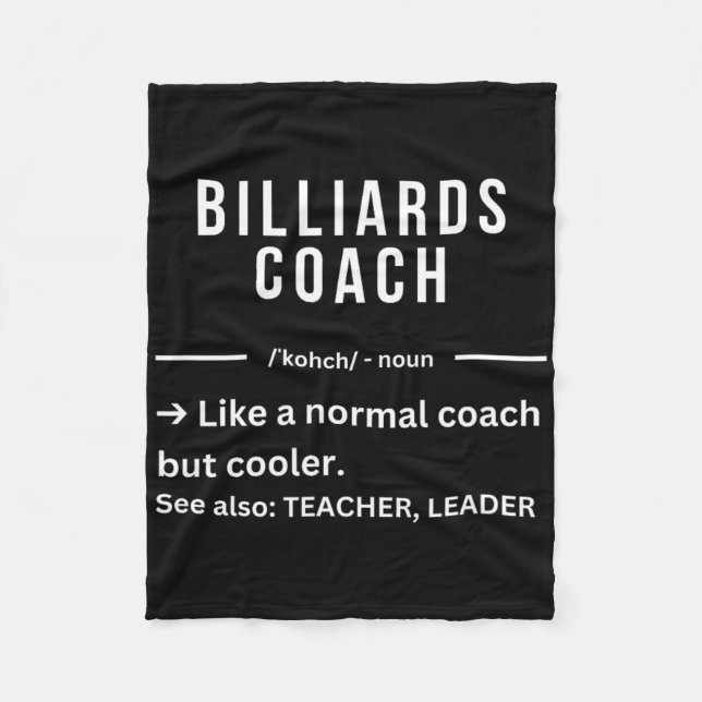 Fungerande Coola Billiards Coach Quote Fleecefilt (Framsidan)