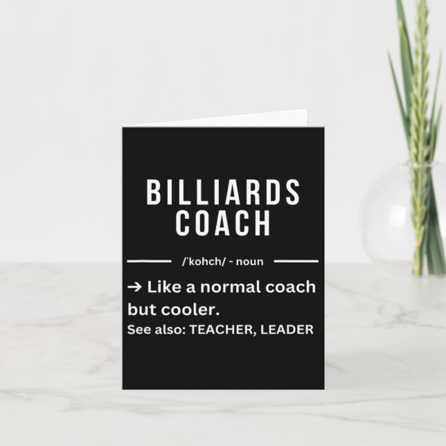Fungerande Coola Billiards Coach Quote Kort (Framsida)