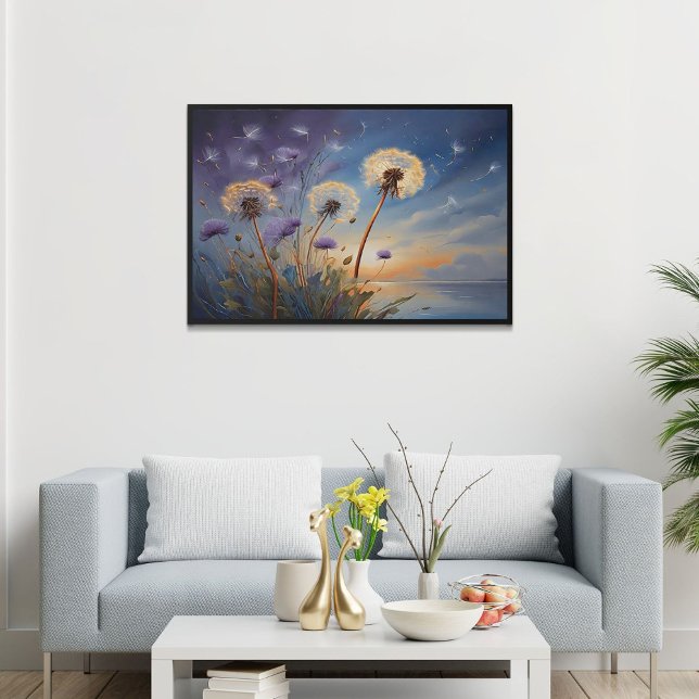 Fungerande dandelioner i Nightsky AI Art Painting Poster (Skapare uppladdad)