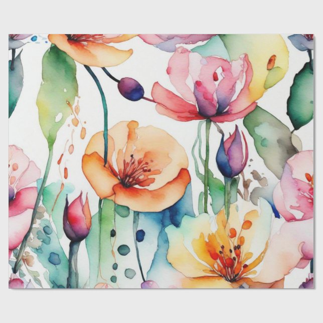 Fungerande färgade blommor Pappra Presentpapper (Platt)