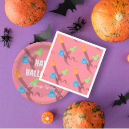 Fungerande färglöst spöken i rosa, Halloween fest Pappersservett