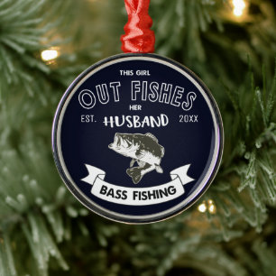 Fungerande fru Bass Fishing jul Fiske Ornament