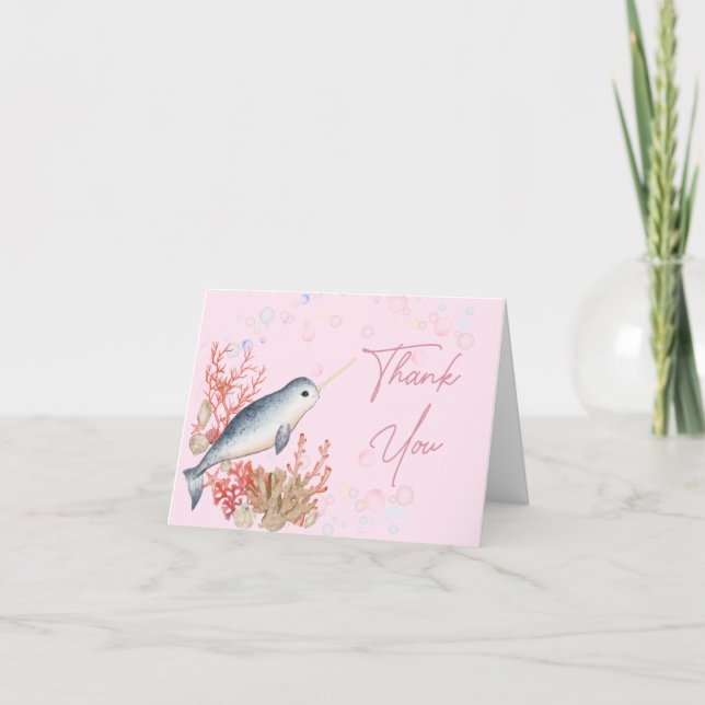 Fungerande havsbottnar i baby Narwhal Tack Kort (Framsida)