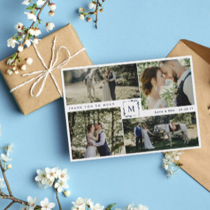 Fungerande monogrammat 4 Photo Collage Bröllop Tac Tack Kort