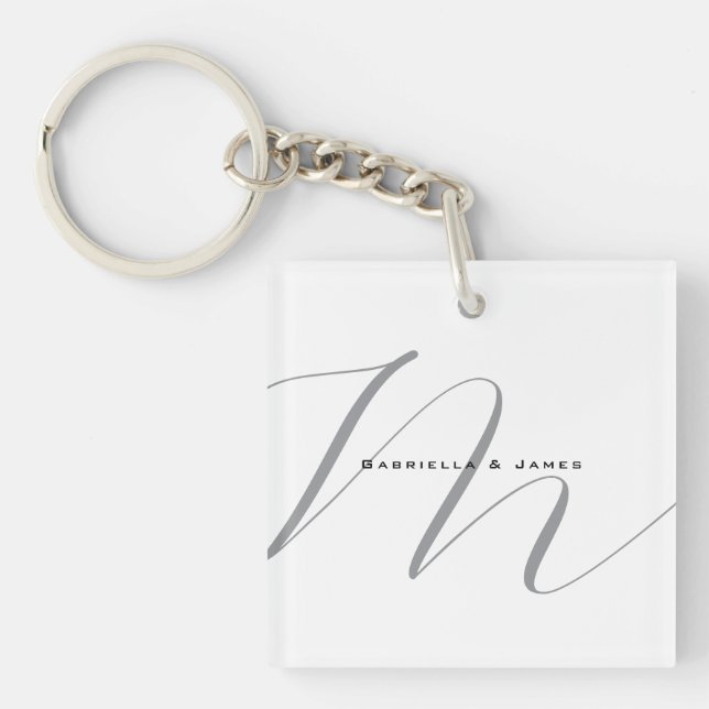 Fungerande Monogrammed Black White Grått Calligrap (Framsidan)