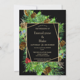 Fungerande vattenfärgsjul Grey Bröllop Inbjudningar