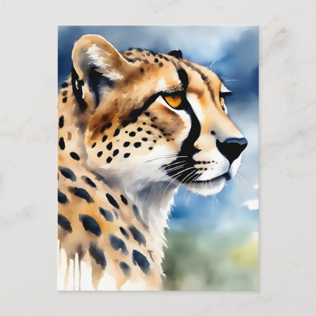 Fungerar Cheetah Watercolor Vykort (Framsida)