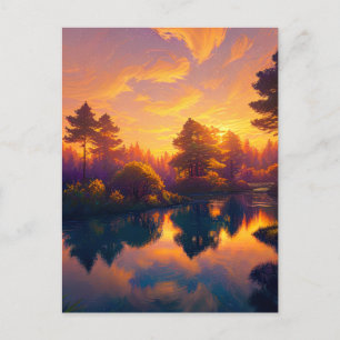 Fungerar Golden Sunset Paints i Träd Vykort