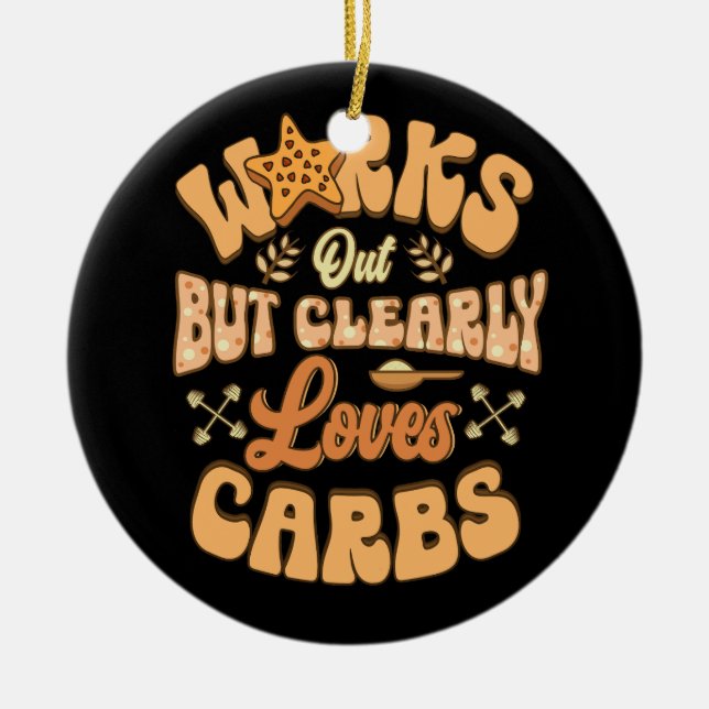 Fungerar men Kärlek Carbs Fitness Tee Moti Julgransprydnad Keramik (Framsidan)