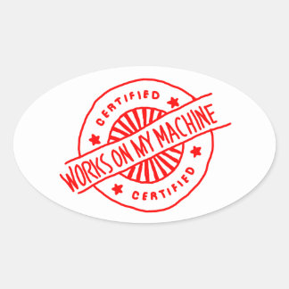 Fungerar på mitt Maskin-klistermärke Ovalt Klistermärke