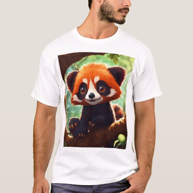 Fungerar Red Panda på Träd Gren T Shirt (Framsida)