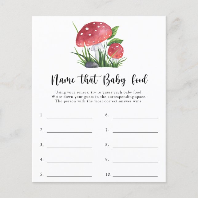 Fungi Baby Shower Namn som baby matvilt (Framsida)