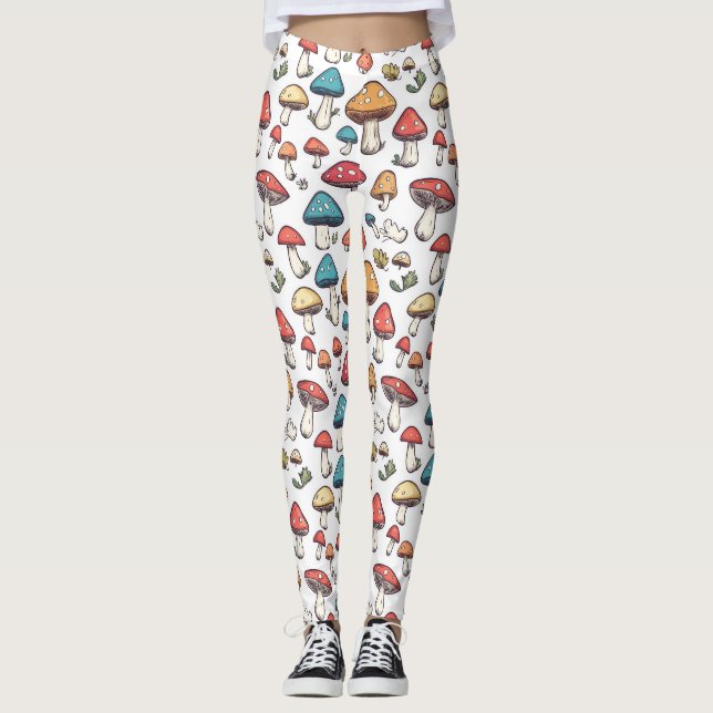 Fungi Finare: en viskig dyster doodle av svampar Leggings (Framsida)