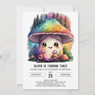 Fungi Friends Mushroom Birthday Inbjudningar