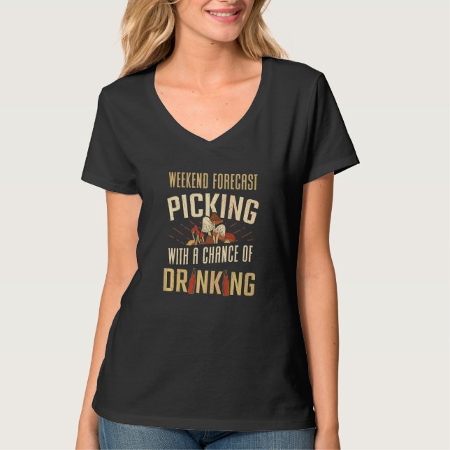 Fungi Hunter Helg Prorecast Picking Mushroom T Shirt (Framsida)