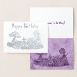 Fungi Meadow Foil Birthday Card Folierat Kort