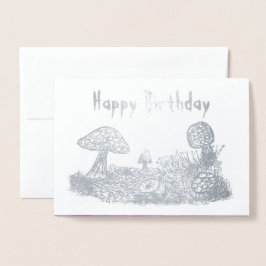 Fungi Meadow Foil Birthday Card Folierat Kort