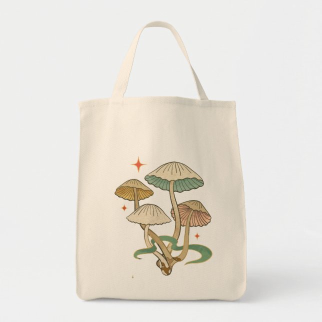 Fungi Mushroom Tote Bag Tygkasse (Framsidan)