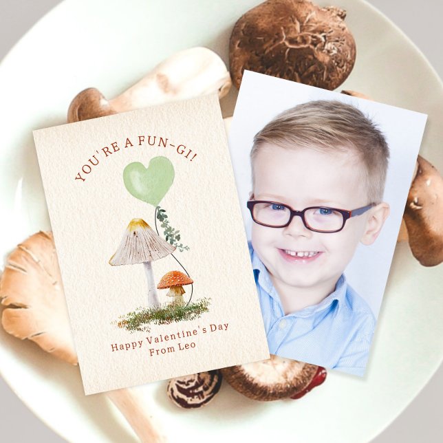 Fungi Pun Mushroom School Valentine Photo Kort (Skapare uppladdad)