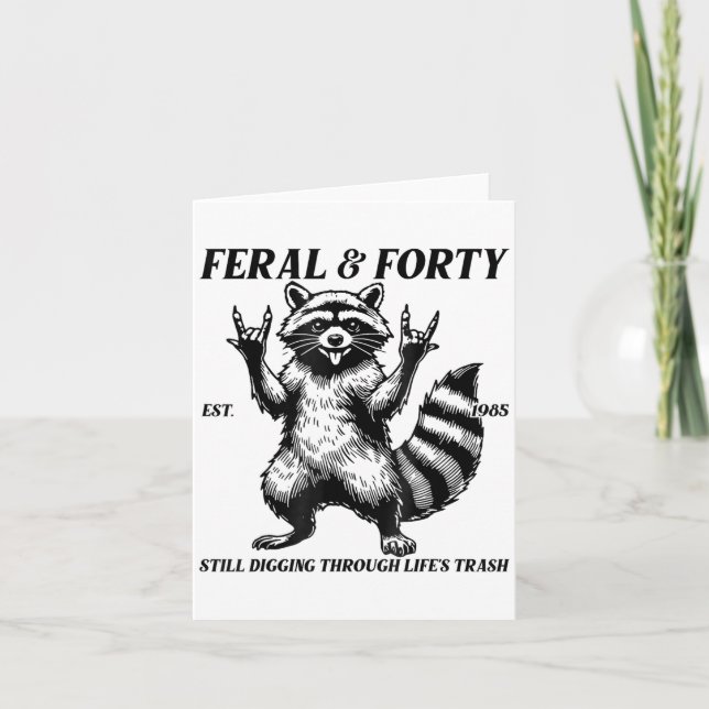 Fungny 40:e födelsedag Est 1985 Feral &amp; Fyrtio Kort (Framsida)