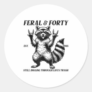 Fungny 40:e födelsedag Est 1985 Feral & Fyrtio Runt Klistermärke