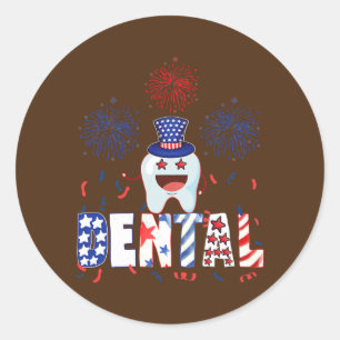 Fungny 4:e July Tooth dental Patriotic Doktor Runt Klistermärke