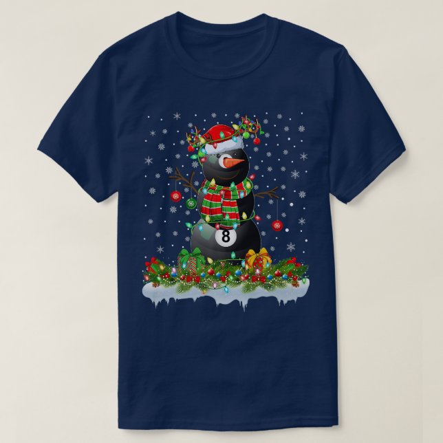 Fungny Billiards Snögubbe Julafton Ljus Billiards  T Shirt (Design framsida)