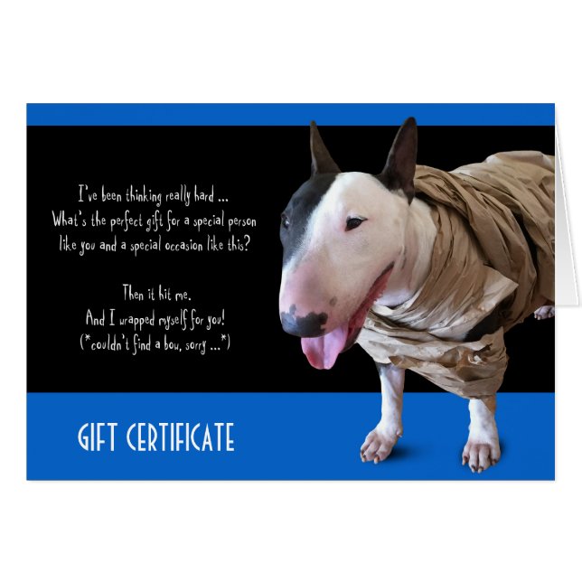 Fungny Bull Terrier Gift-kort Hälsningskort (Framsidan Horizontal)