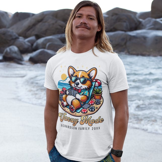 Fungny Corgi Personlig Beach Family Vacation T Shirt (Skapare uppladdad)