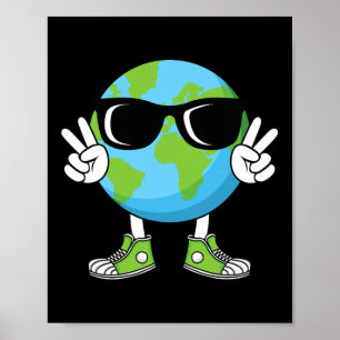 Fungny Earth Day Planet Peace Hand Boys Girls Kids Poster