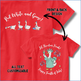 Fungny Fjärde juli Röd, Vit och Gäss T-Shirt