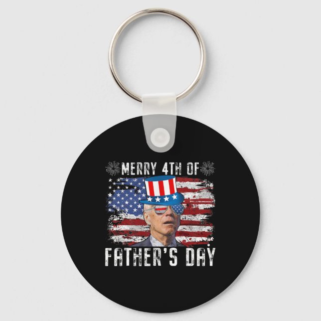 Fungny Joe Biden 4 juli Merry 4:e av Far d Nyckelring (Framsida)
