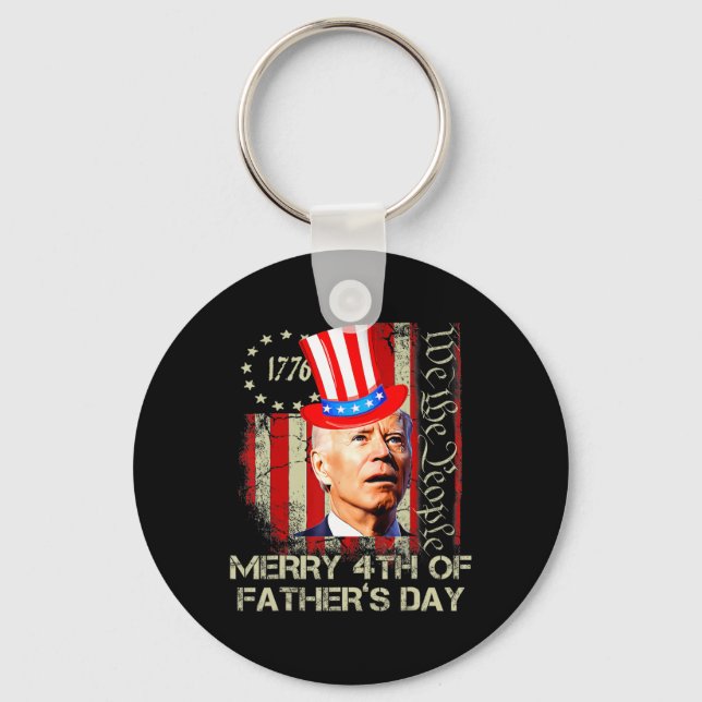 Fungny Joe Biden 4 juli Merry 4th of Pappor Nyckelring (Framsida)