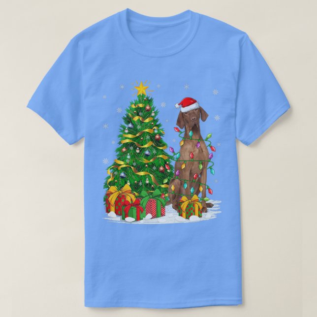 Fungny Julafton Träd-familjen Matching Santa Vizsl T Shirt (Design framsida)