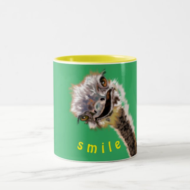 Fungny kaffe Mugg med Lycklig Ostrich - sjömil (Center)