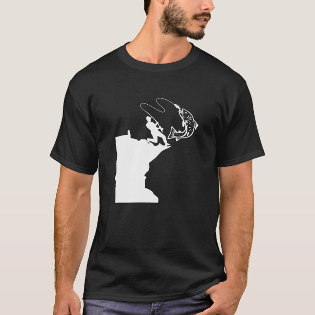 Fungny Minnesota som fiskar MN Kärlek i fisk T Shirt (Framsida)
