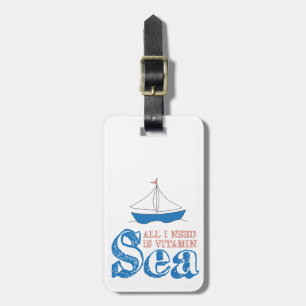Fungny Nautical Quote Sailboat Teckning Vitamin Se Bagagebricka