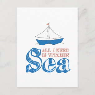 Fungny Nautical Quote Sailboat Teckning Vitamin Se Vykort